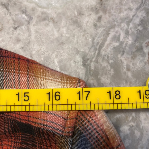 Tailor Vintage Mens Maple Lodge Plaid Performance Stretch Flannel Shirt Orange S - Picture 8 of 10